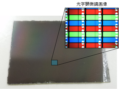 図1:カラーフィルターの概観および光学顕微鏡画像