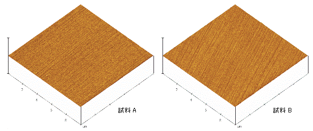 図1:試料A(左)と試料B(右)の表面形態